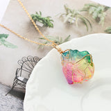 Rainbow Stone Natural Crystal Chakra necklace