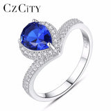 Luxury Teardrop Shape Blue Sapphire Ring