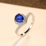 Luxury Teardrop Shape Blue Sapphire Ring